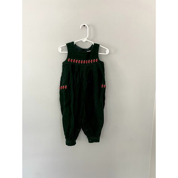Class Club Baby Christmas Candy Cane Embroidered Jumpsuit Outfit 12-18 - Picture 1 of 6